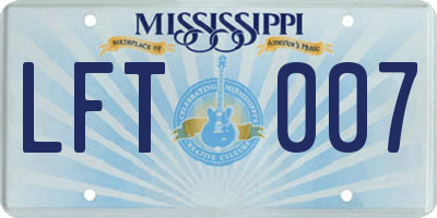 MS license plate LFT007