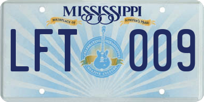 MS license plate LFT009