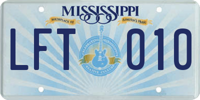 MS license plate LFT010