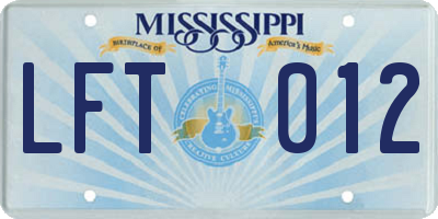 MS license plate LFT012