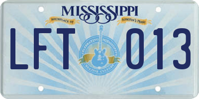 MS license plate LFT013
