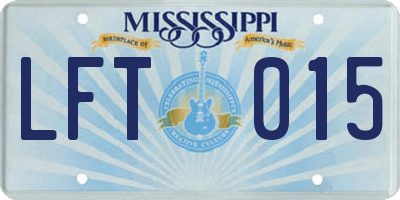 MS license plate LFT015