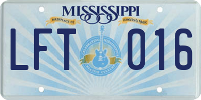 MS license plate LFT016