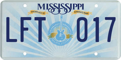 MS license plate LFT017