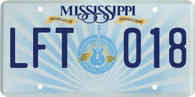 MS license plate LFT018