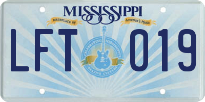 MS license plate LFT019