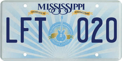 MS license plate LFT020