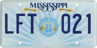 MS license plate LFT021