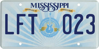 MS license plate LFT023