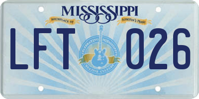 MS license plate LFT026
