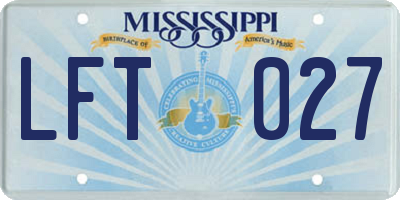 MS license plate LFT027