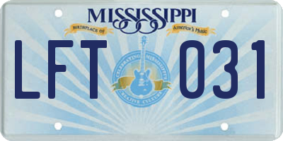 MS license plate LFT031