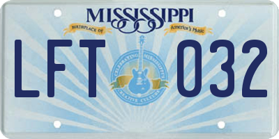 MS license plate LFT032