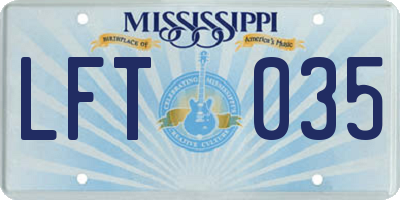 MS license plate LFT035