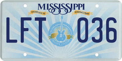 MS license plate LFT036