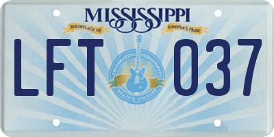 MS license plate LFT037