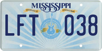 MS license plate LFT038