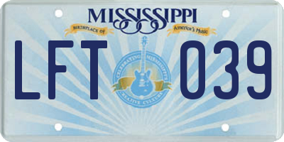 MS license plate LFT039