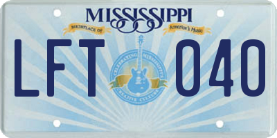 MS license plate LFT040