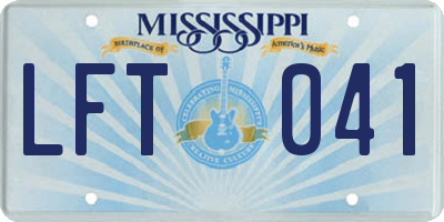 MS license plate LFT041