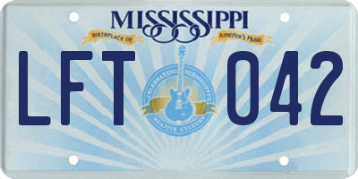MS license plate LFT042