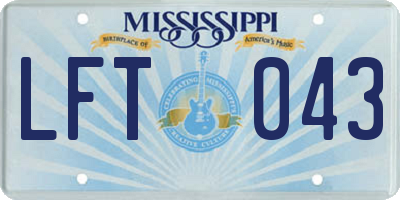 MS license plate LFT043