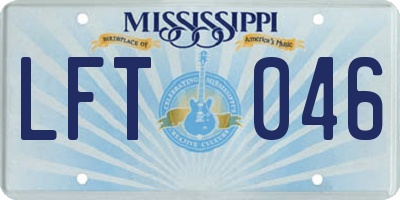 MS license plate LFT046