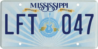 MS license plate LFT047