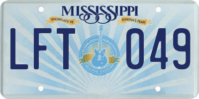 MS license plate LFT049