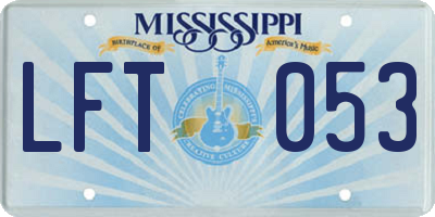MS license plate LFT053