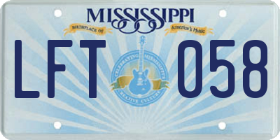 MS license plate LFT058