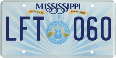 MS license plate LFT060