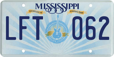 MS license plate LFT062