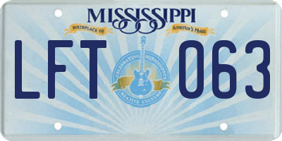 MS license plate LFT063