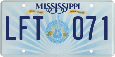 MS license plate LFT071
