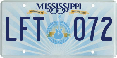 MS license plate LFT072