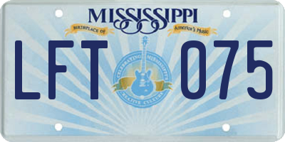 MS license plate LFT075