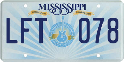 MS license plate LFT078
