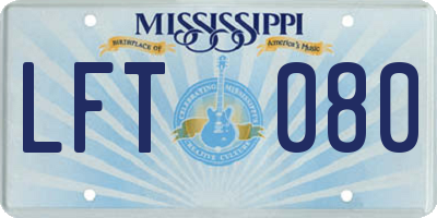 MS license plate LFT080
