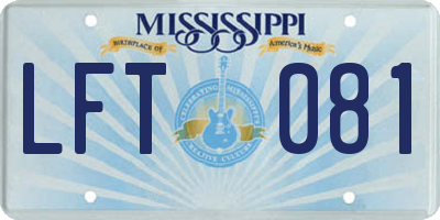 MS license plate LFT081
