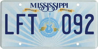 MS license plate LFT092