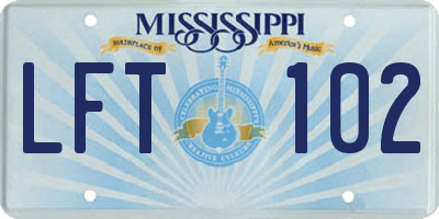MS license plate LFT102