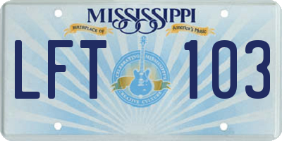 MS license plate LFT103