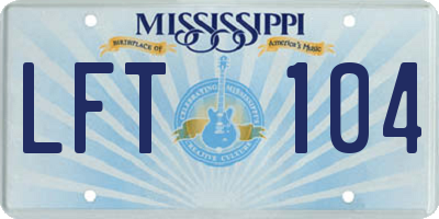 MS license plate LFT104
