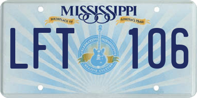 MS license plate LFT106