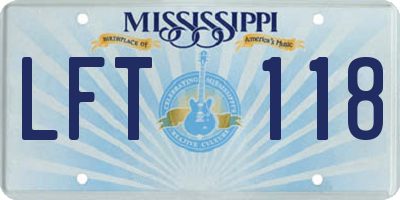 MS license plate LFT118