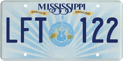 MS license plate LFT122