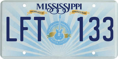 MS license plate LFT133