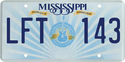 MS license plate LFT143
