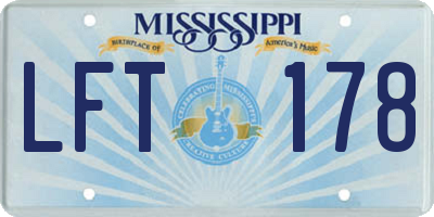 MS license plate LFT178
